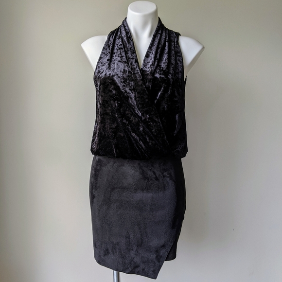 Fifteen Twenty Velvet Drape Asymmetric Mini Dress, Black XS NWT - Picture 4 of 8
